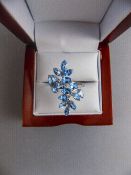 Swiss Blue Topaz Leaf Ring, 4.