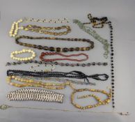 Miscellaneous Lot Comprising Murano Style Beads, Hardstone Beads, Jet Coloured Necklace,