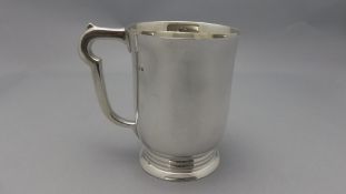 George VI Fine Quality and Heavy Silver Tankard, with Unusual Shaped Handle and Triple Turned Base.