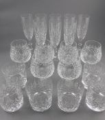 Collection of Edinburgh Crystal Drinking Glasses comprising 8 champagne flutes,