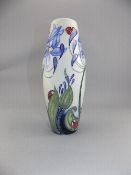 Moorcroft Modern Vase ' Ladybirds and Cornflower's ' Design on White Ground. Date 2005.