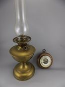 Early 20thC Brass Oil Lamp, glass funnel and double wick. 24 inches high.