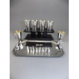 A Fine Early 20th Century Persian / Iran Set of Six Silver Drinking Totts and Tray.