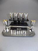 A Fine Early 20th Century Persian / Iran Set of Six Silver Drinking Totts and Tray.