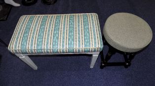 Modern Painted Stool With Fabric Cushion, Height 18 Inches, 25x14 Inches Deep,