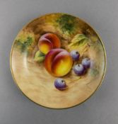 Royal Worcester Hand Painted Pin Dish ' Fallen Fruits ' Pattern. Signed Roberts. Date 1957.