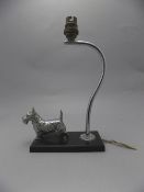 Art Deco Chrome Table Lamp On Bakelite Base Surmounted With A Realistically Modelled West Highland