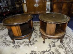 Pair Of Early 20thC Mahogany Swivel Bookcase Tables,