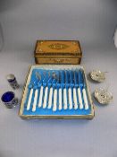 Box Containing Miscellaneous Silver Plated Wear Comprising Sugar Nips, Salts With Glass Liners,