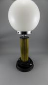 Art Deco Style Table Lamp, White Globular Shade On A Chrome Mount,