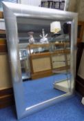 Large Modern Wall Mirror With Silver Frame, Paper Label To Reverse For Morris Mirrors,