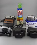 Collection of Assorted Cameras comprising Olympus Superzoom 140S, Brownie Flashholder 5,