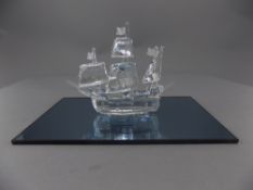 Swarovski - Faceted Clear Crystal Sailing Ship ' Santa Maria ' Num. 7473 Nr 000 003.