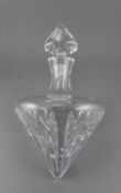 A Good Quality and Unusual - Spinning Topped Shaped Cut Crystal Decanter. 11.5 Inches High.