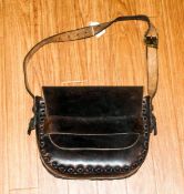 An Early 20th Century Good Quality Handmade & Braided Leather Satchel Overall good condition. Used