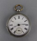 Swedish Vintage Silver Key Wind Open Faced Pocket Watch, White Porcelain Dial, Secondary Dial,