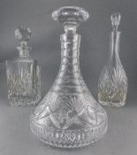 A Small Collection of Very Good Quality Cut Crystal Decanters ( 3 ) In Total.