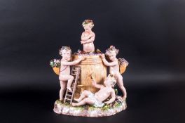 Meissen Style Tobacco Jar Made By Sluzier, Fontainebleau 4th 1/4 Of 19th Century,