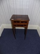 19thC Flamed Mahogany Side Table Of Small Proportions, 2 Short Over Single Long Drawer,