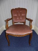 Italian Style Carver/Arm Chair, Cushioned Backrest,