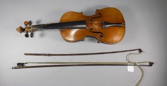 German Factory Made Violin, Paper Label Reads Antonius Stradivarius Cremonensis Faciebat Anno 1730,