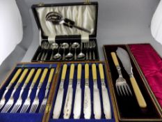 A Good Collection of Vintage Boxed Cutlery Sets ( 3 ) In Total. Comprises 1.