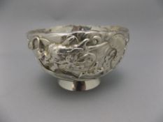 Antique and Fine Handmade Chinese Silver Footed Bowl,