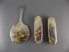 Royal Worcester - Fine Silver Cased Ladies 3 Piece Vanity Set, Comprises Hand Mirror,