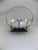 Victorian Good Quality Silver Swing Handle Footed Fruit Bowl with Barley Twist Handle Openwork