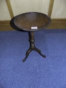 Small Mahogany Tripod Table, Moulded Circular Top, Turned And Carved Supports On Tripod Base,