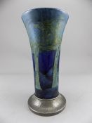 William Moorcroft Tudric Vase ' Moonlit Blue ' Design Landscape. c.1920's, Num 01510. 6.