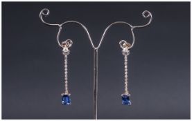 AAA Tanzanite and Diamond Drop Earrings,