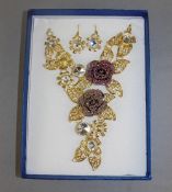 Floral Crystal and Gilt Statement Neckla