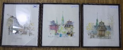 Three Framed Prints, Street Scenes