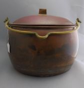 19thC Large Copper Coal Scuttle with bra