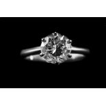 18ct Gold Set Single Stone Diamond Ring, The Round Brilliant Cut Diamond of Good Quality.