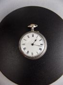 A Ladies 1920's Silver Open Faced Fob Watch. Fully Hallmarked with White Porcelain Dial, Black