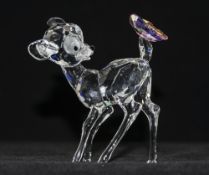 Swarovski Walt Disney Annual Edition Showcase Silver Crystal Figure ' Bambi ' with Pink Aurora