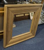 Large Modern Ash Framed Mirror, Broad Frame With Bevelled Mirror.