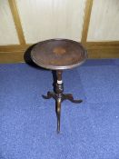 Small Mahogany Tripod Table, Moulded Circular Top, Turned And Carved Supports On Tripod Base, Height