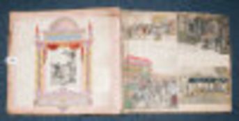 Large Victorian Scrap Album Containing Hundreds Of Newspaper Leaflet Illustrations, Some Hand