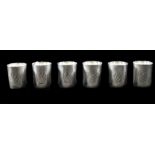 Mexican Sterling Silver Set of Five Drinking Tots marked sterling. Each 1.75 inches high. 2.