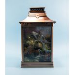 Thomas Kinkade 'Lamplight Village Lantern' with painted glass panels. 12.5 inches in height.