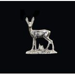 Small Silver Figural Model Of A Deer, On A Realistically Modelled Base, Stamped 935, Height 3.5cm,