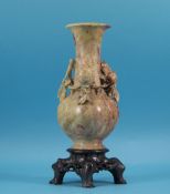 20thC Carved Soapstone Chinese Vase, Height 10 Inches