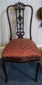 Victorian Mahogany Dining Chair, Carved Back, Padded Seat, Cabriole Legs