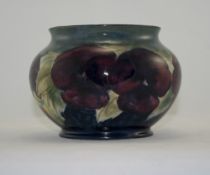 William Moorcroft Signed Footed Bowl ' Pansy's ' Pattern. c.1920's. 4 Inches High.