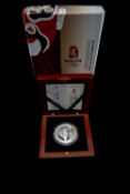 Beijing Olympics Commemorative 1oz 999 Silver Coin, Boxed In Wooden Display Case With Certificate,