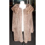 Curled Beaver Lamb Coat with faux fur collar