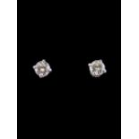 18ct White Gold Diamond Stud Earrings, Each Set With A Round Modern Brilliant Cut Diamond In A